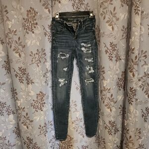 American Eagle Outfitters Women's Ripped Gray Skinny Jeans